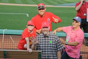 Angels pitcher Ernesto Frieri with Riley and Bob Flanagan, and friend Alex Maldanaldo, July 3, 2013