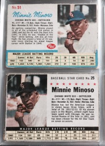 Minnie Minoso baseball cards, 1960 and 1961 (Click to enlarge)