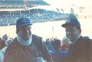 Bob (left) and Jim Flanagan at Wrigley Field, 1990.